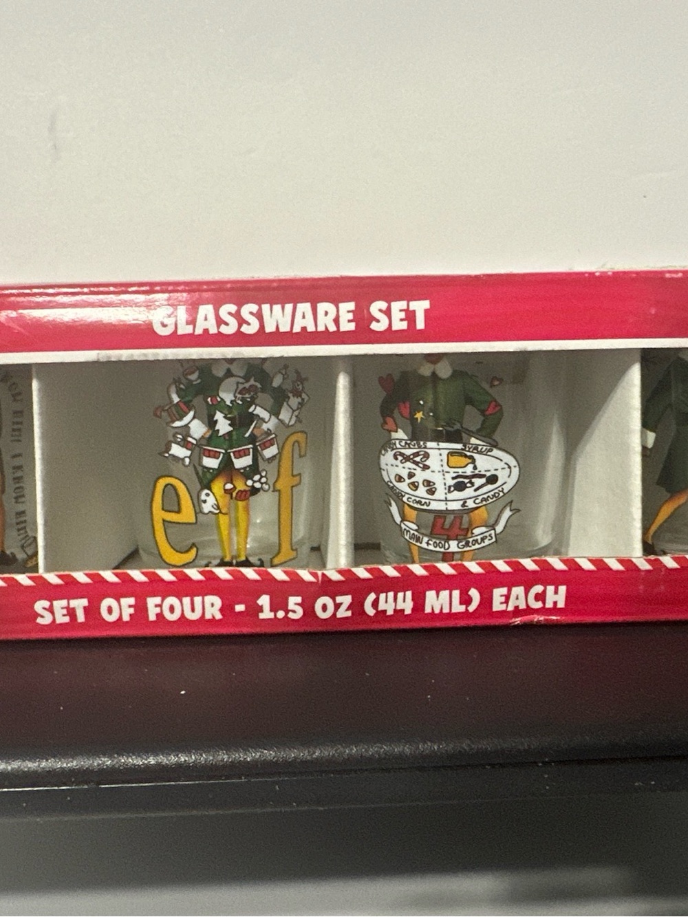 Elf Movie Will Ferrell Christmas Set of 4 Shot Glasses New In Box